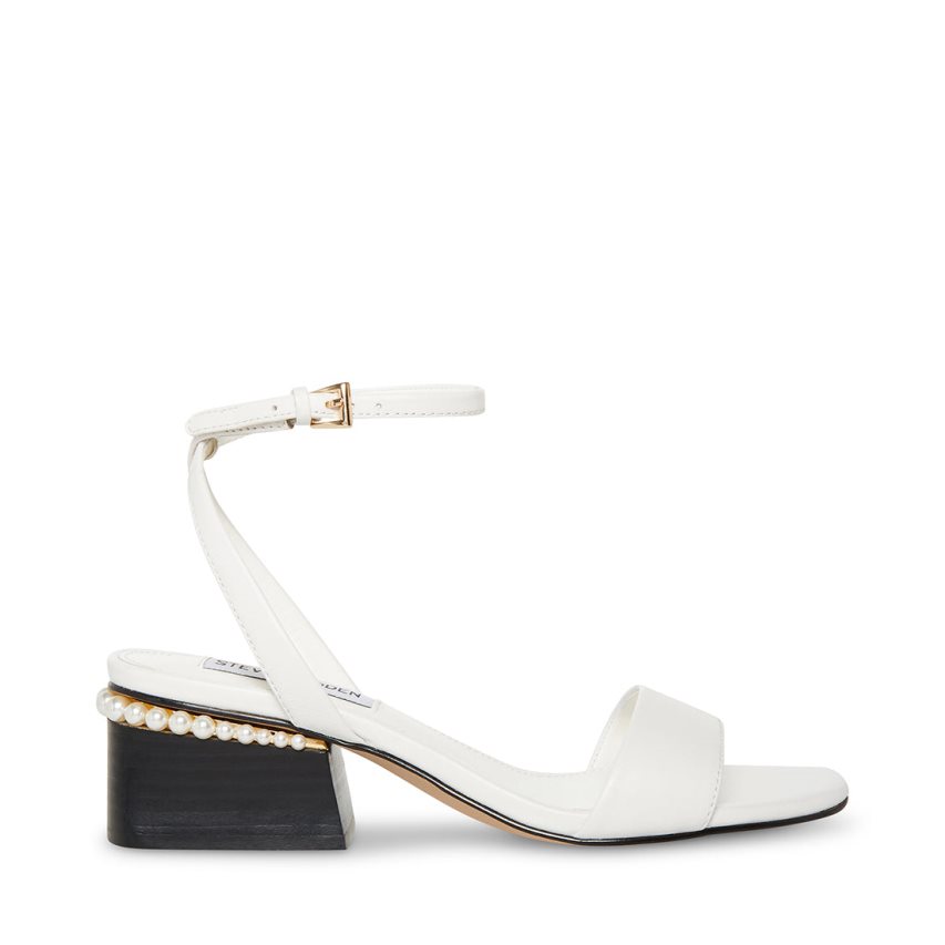 Sandalias Tacones Steve Madden Nora Cuero Mujer Blancas | ES WO8936